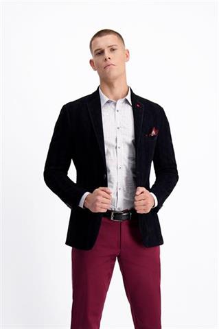 Granatowa marynarka maxi ze sztruksu 49069 - 315171