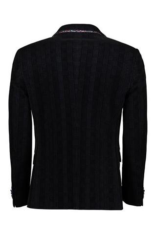 Granatowa marynarka maxi ze sztruksu 49069 - 315211