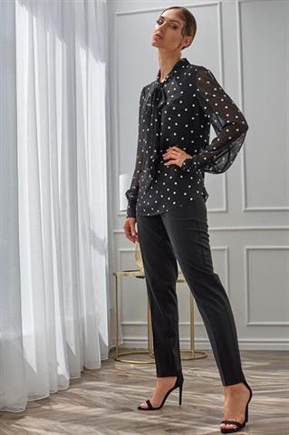 Czarna elegancka bluzka damska w kropki  58492 - 323131
