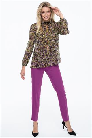 Elegancka bluzka damska z motywem kwiatowym i stójką 58513 - 323541
