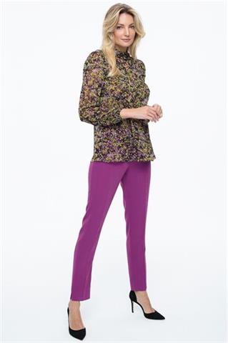 Elegancka bluzka damska z motywem kwiatowym i stójką 58513 - 323551