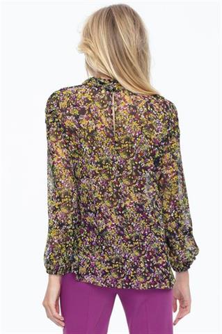 Elegancka bluzka damska z motywem kwiatowym i stójką 58513 - 323561