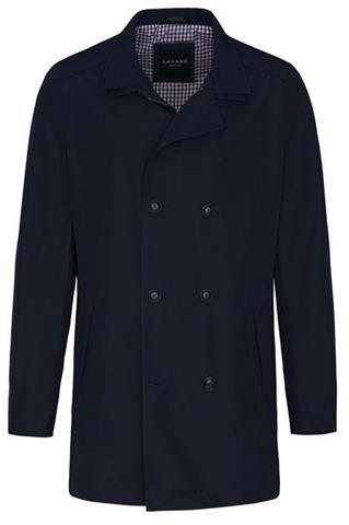 Granatowy płaszcz dwurzędowy maxi 22454 - 325221