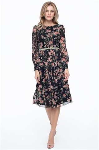Czarna sukienka midi z plisami 58528 - 326191
