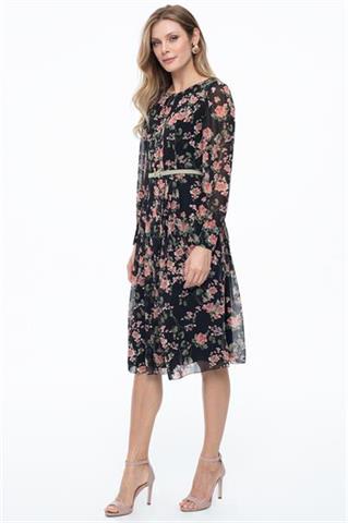 Czarna sukienka midi z plisami 58528 - 326201