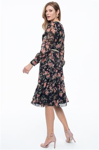 Czarna sukienka midi z plisami 58528 - 326211