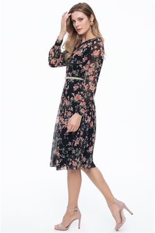 Czarna sukienka midi z plisami 58528 - 326221