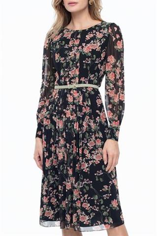Czarna sukienka midi z plisami 58528 - 326231