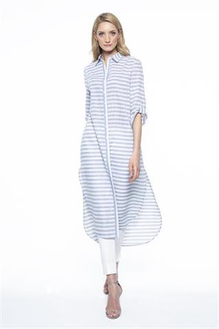 Długa szmizjerka w błękitne paski 58274 - 327951