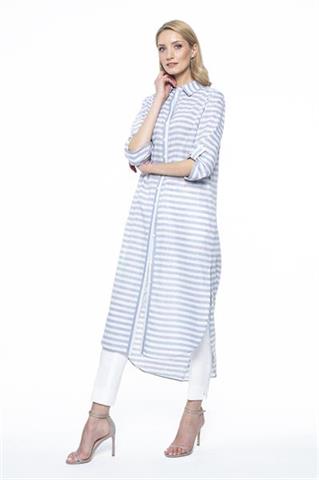 Długa szmizjerka w błękitne paski 58274 - 327961