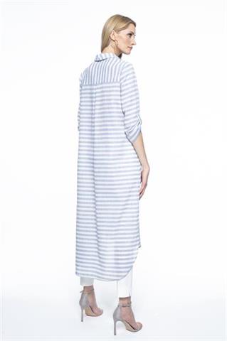 Długa szmizjerka w błękitne paski 58274 - 328001
