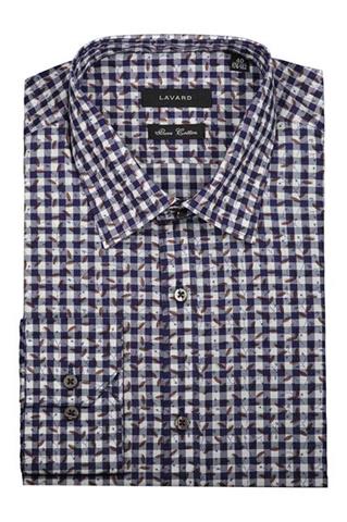 Koszula męska slim w biało-niebieską kratkę 92900 - 328021