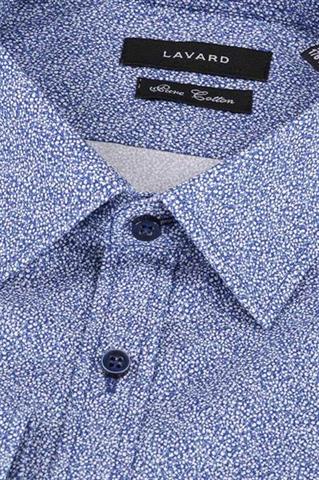 Niebieska koszula męska w mikrowzór 93236 - 330551