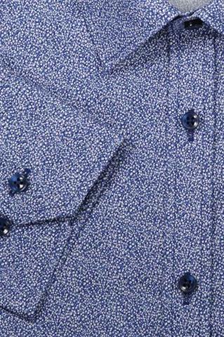 Niebieska koszula męska w mikrowzór 93236 - 330561