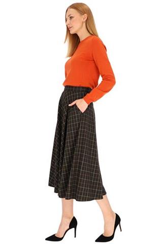 Rozkloszowana spódnica midi w kratkę 58569 - 338191