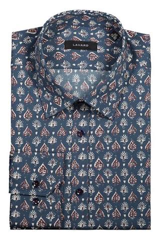 Granatowa koszula męska ze wzorem 93206 - 341131