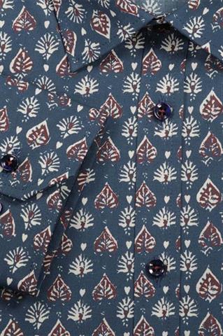 Granatowa koszula męska ze wzorem 93206 - 341151