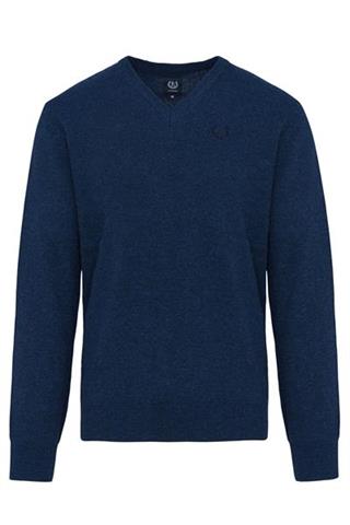 Granatowy sweter wełniany V-Neck 72757 - 34561