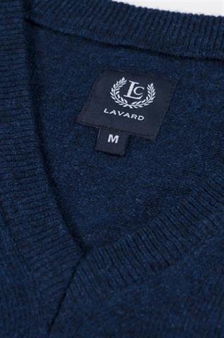 Granatowy sweter wełniany V-Neck 72757 - 34591