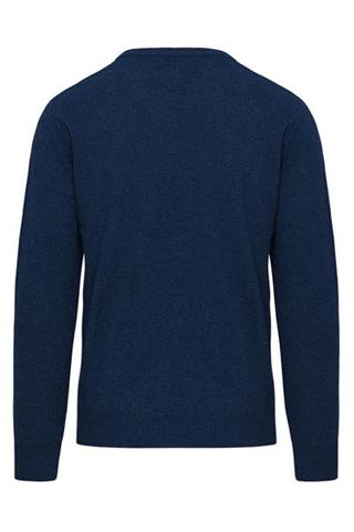 Granatowy sweter wełniany V-Neck 72757 - 34601