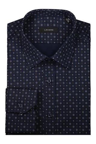 Granatowa koszula męska z drobnym wzorem 93254 - 346301