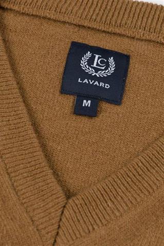 Camelowy sweter z wełny V-Neck 72803 - 34791