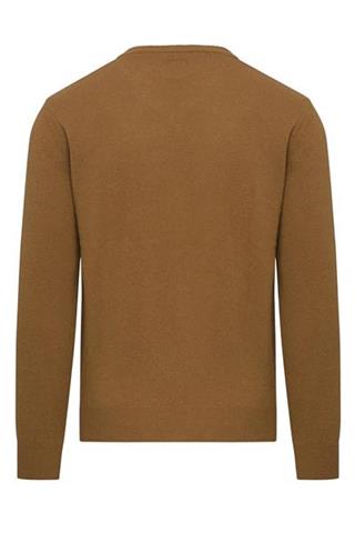 Camelowy sweter z wełny V-Neck 72803 - 34801