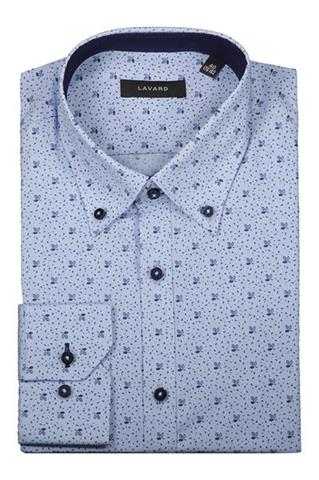 Niebieska koszula w mikro wzór 92813 - 348361