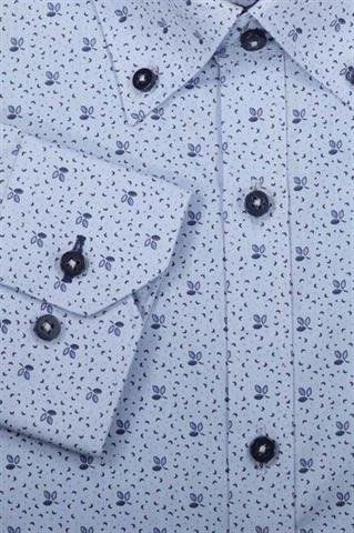Niebieska koszula w mikro wzór 92813 - 348381