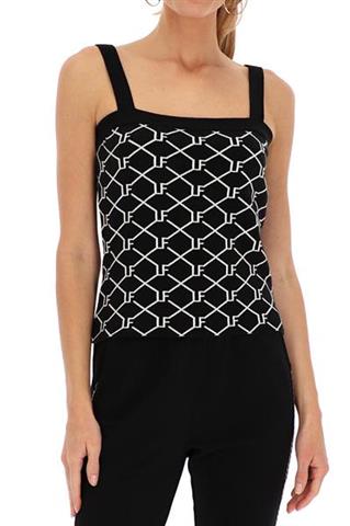 Czarny dzianinowy top damski 58591 - 351361