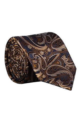Granatowy krawat w camelowy wzór 57454 - 353551