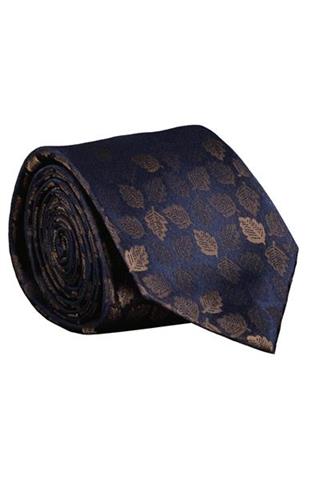 Granatowy krawat we wzory liści 57459 - 353701