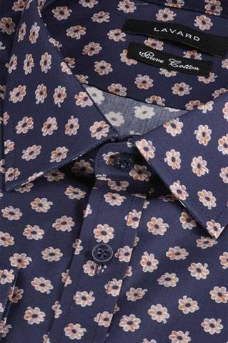 Granatowa koszula w kwiatki 93256 - 355541
