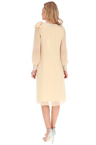 Kremowa sukienka elegancka 58624 - 360281