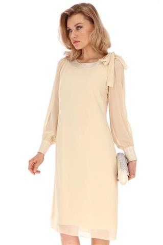 Kremowa sukienka elegancka 58624 - 360311