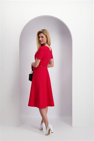 Czerwona sukienka rozkloszowana 86031 - 366831