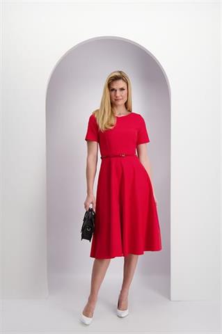 Czerwona sukienka rozkloszowana 86031 - 366841