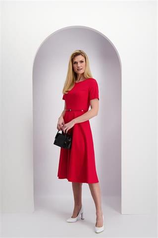 Czerwona sukienka rozkloszowana 86031 - 366851