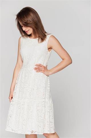 Koronkowa sukienka écru 58662 - 368381