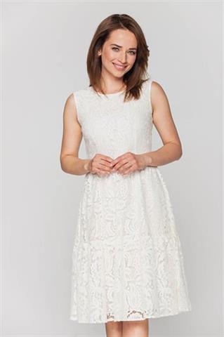 Koronkowa sukienka écru 58662 - 368401