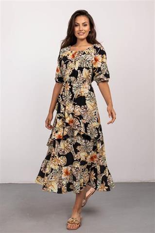 Sukienka midi z falbaną 58696 - 375751