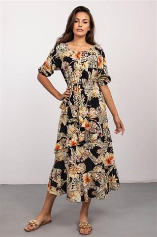 Sukienka midi z falbaną 58696 - 375771