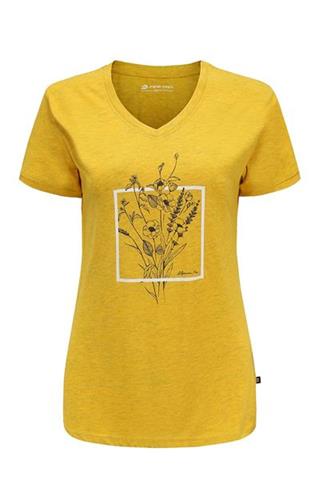 Żółty t-shirt bawełniany V-neck 58737 - 381951