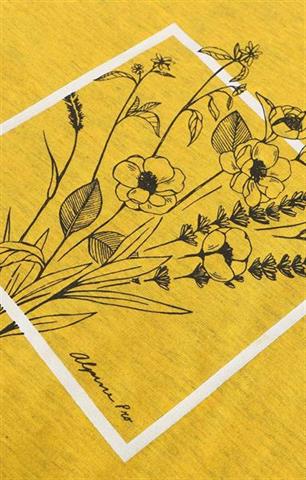 Żółty t-shirt bawełniany V-neck 58737 - 382101