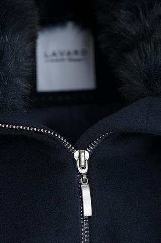 Granatowy płaszcz z futerkiem Ella Lady 84028 - 38351