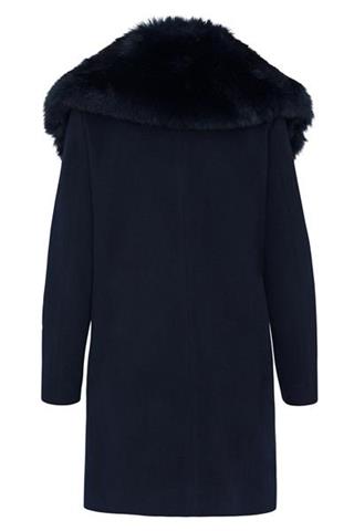 Granatowy płaszcz z futerkiem Ella Lady 84028 - 38371