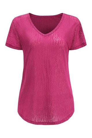 Fuksjowy t-shirt damski V-neck 58740 - 384121