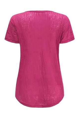 Fuksjowy t-shirt damski V-neck 58740 - 384131