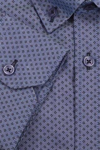 Granatowa koszula męska z drobnym wzorem 93227 - 385321