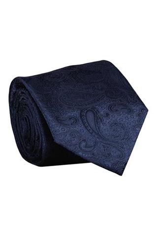 Granatowy krawat we wzór paisley 57484 - 385891